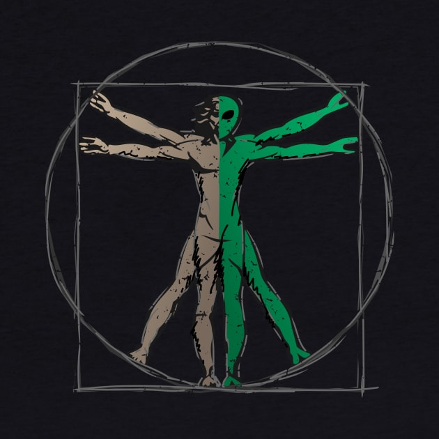 Da Vinci Alien Vitruvian Man by hobrath